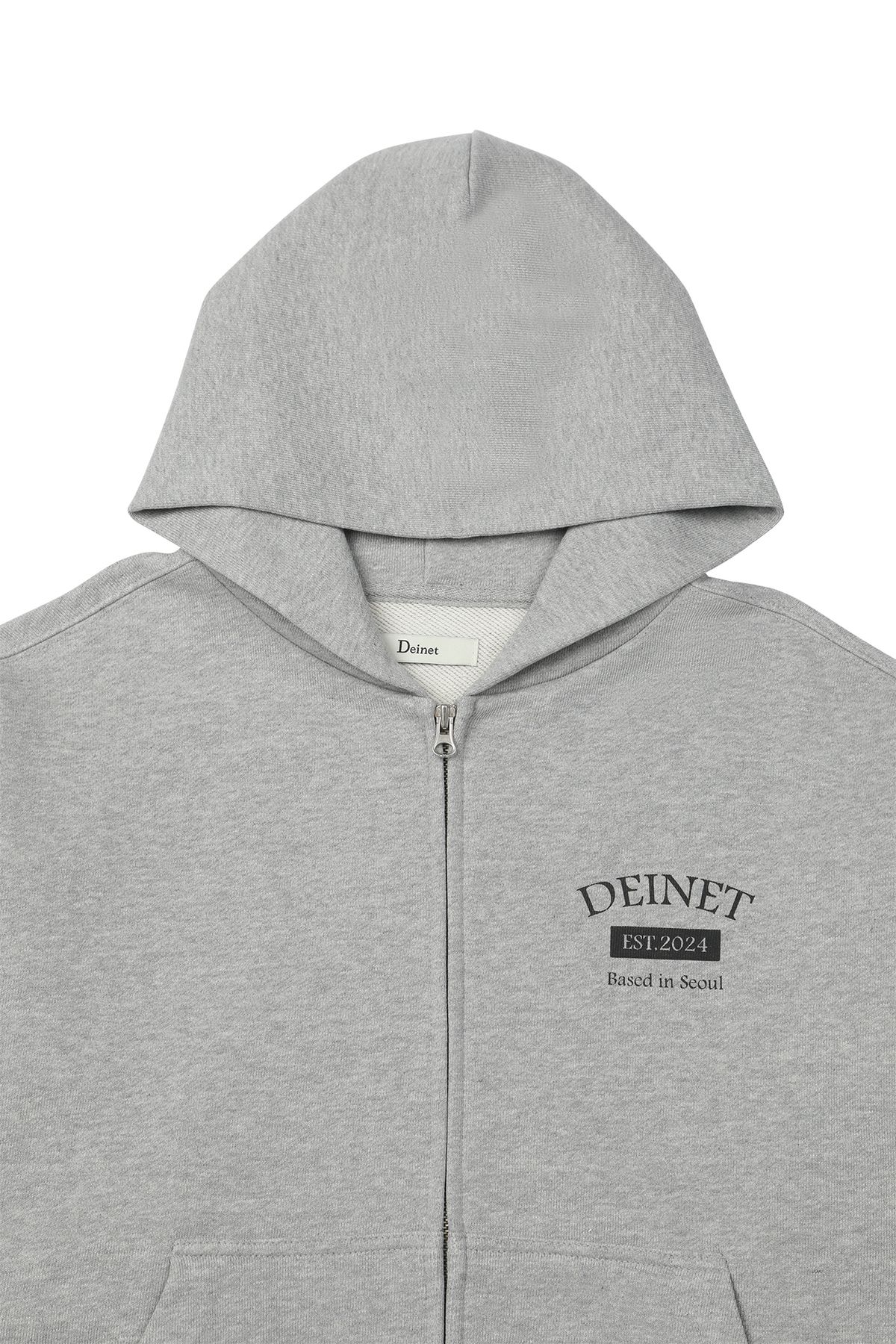 다이닛(DEINET) GERMAN LETTERING HOODIE ZIP-UP IN MELANGE GREY