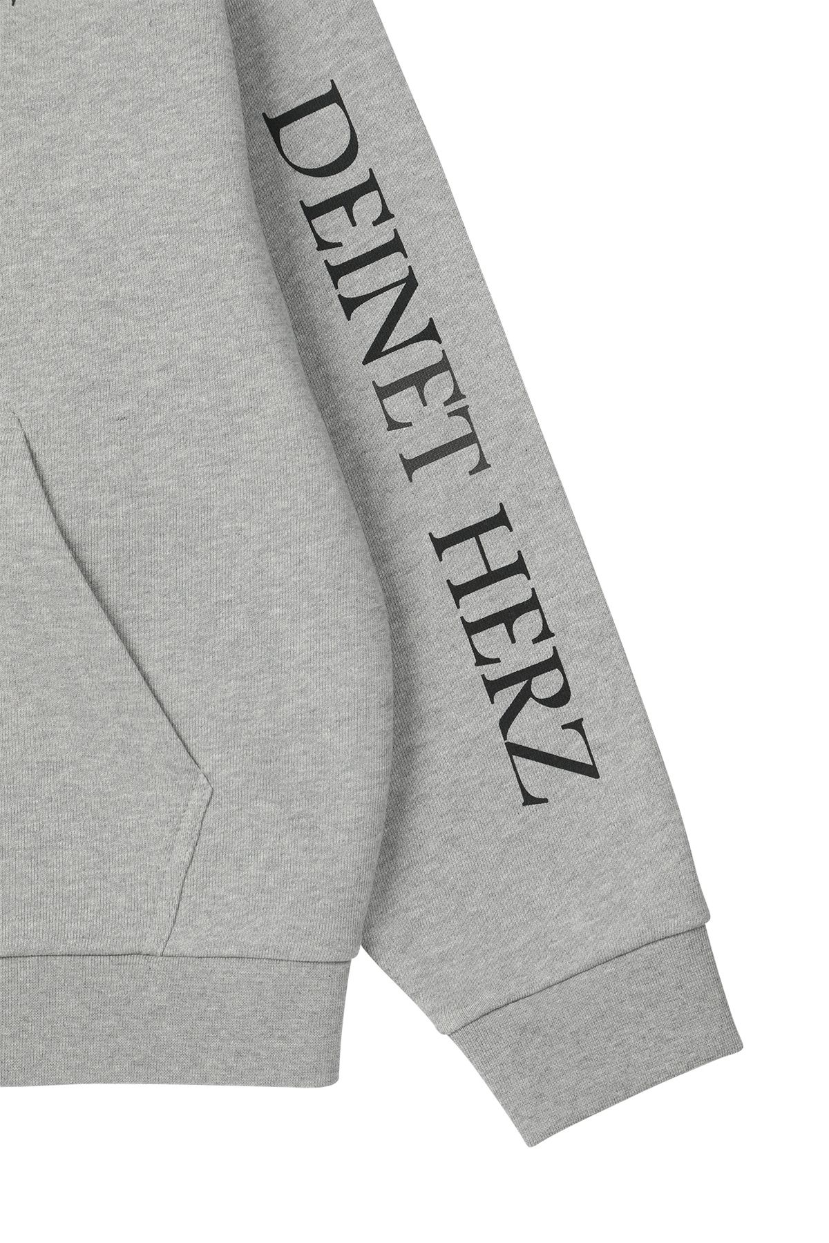 다이닛(DEINET) GERMAN LETTERING HOODIE ZIP-UP IN MELANGE GREY