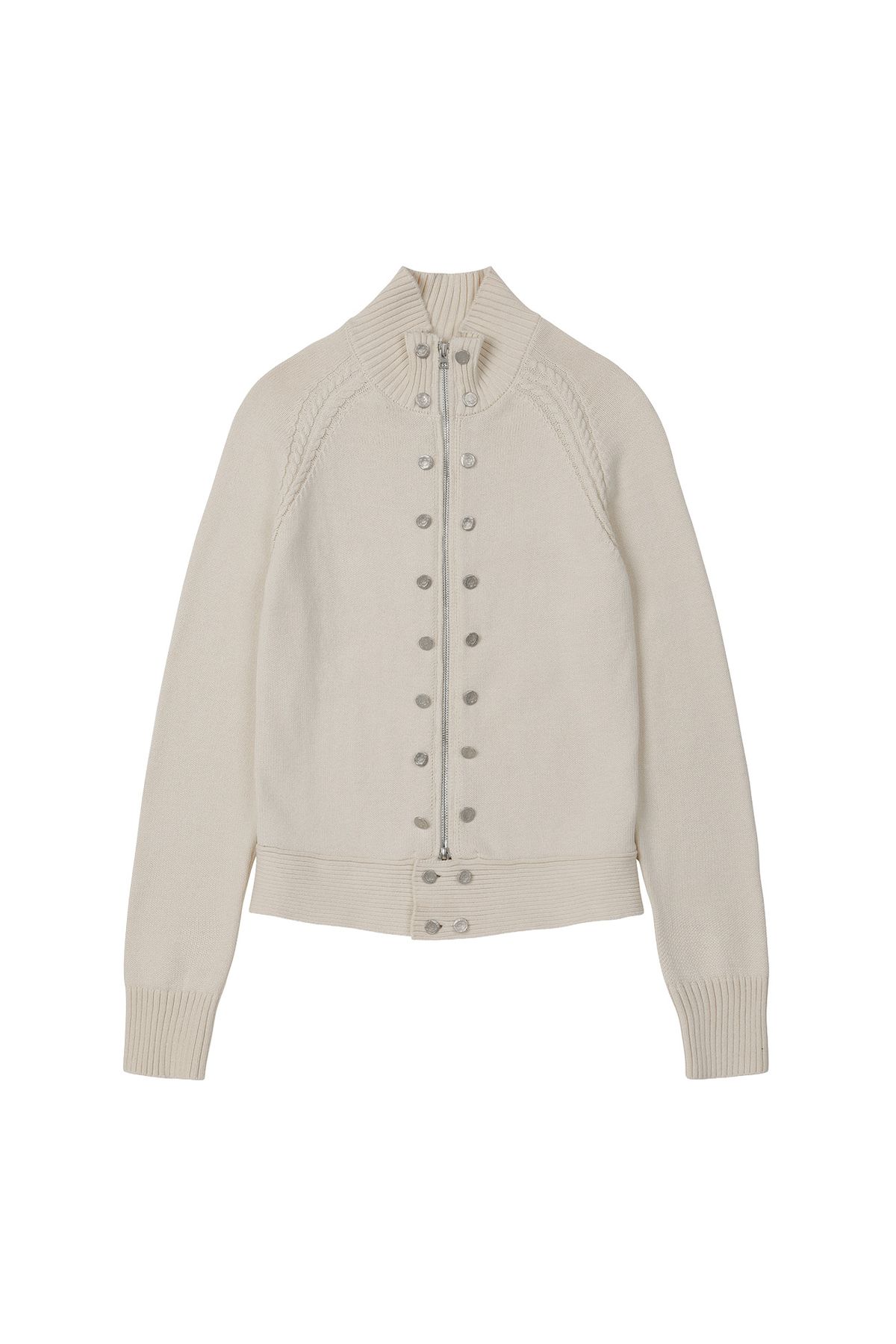 다이닛(DEINET) HIGH-NECK STUD KNIT OUTER IN IVORY
