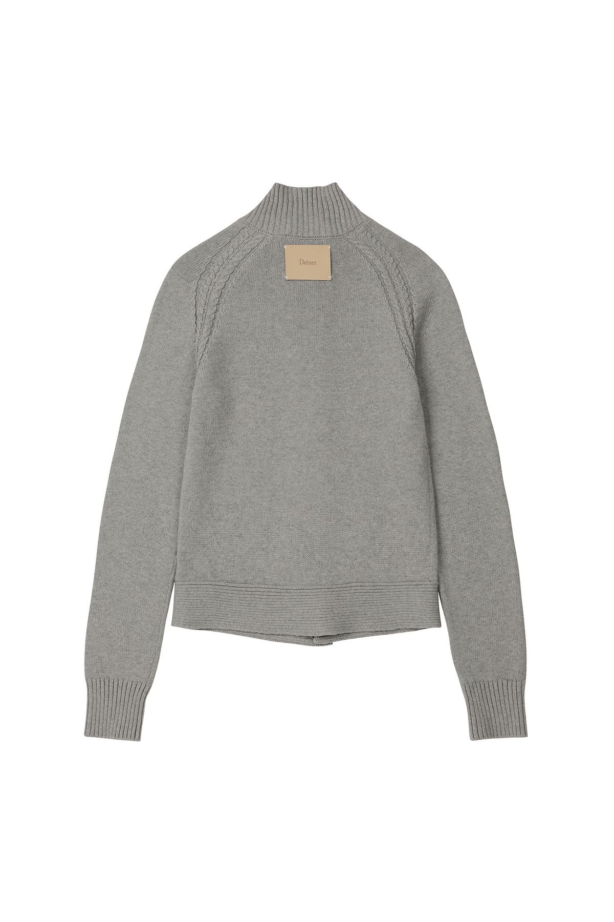 다이닛(DEINET) HIGH-NECK STUD KNIT OUTER IN MELANGE GREY