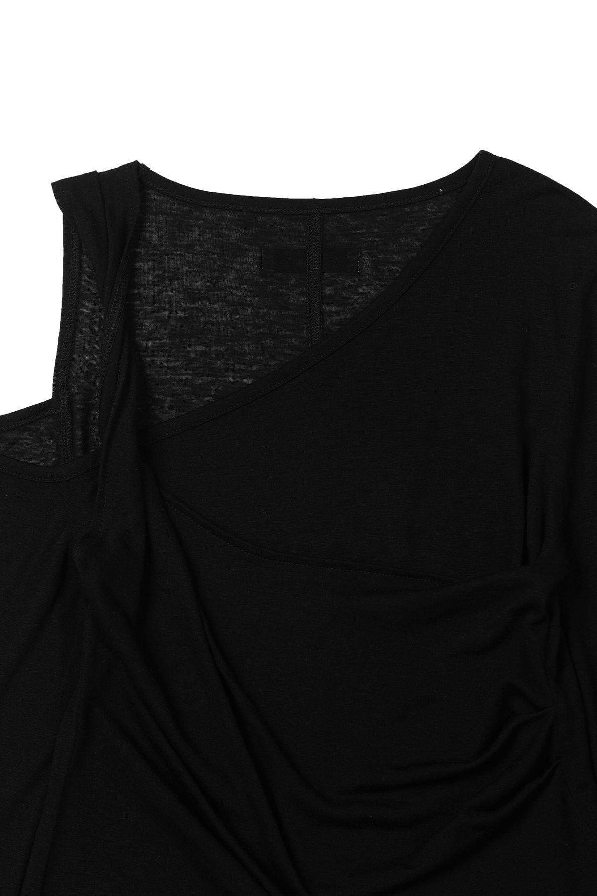 다이닛(DEINET) ONE SHOULDER DRAPED ASYMMETRIC TOP IN BLACK