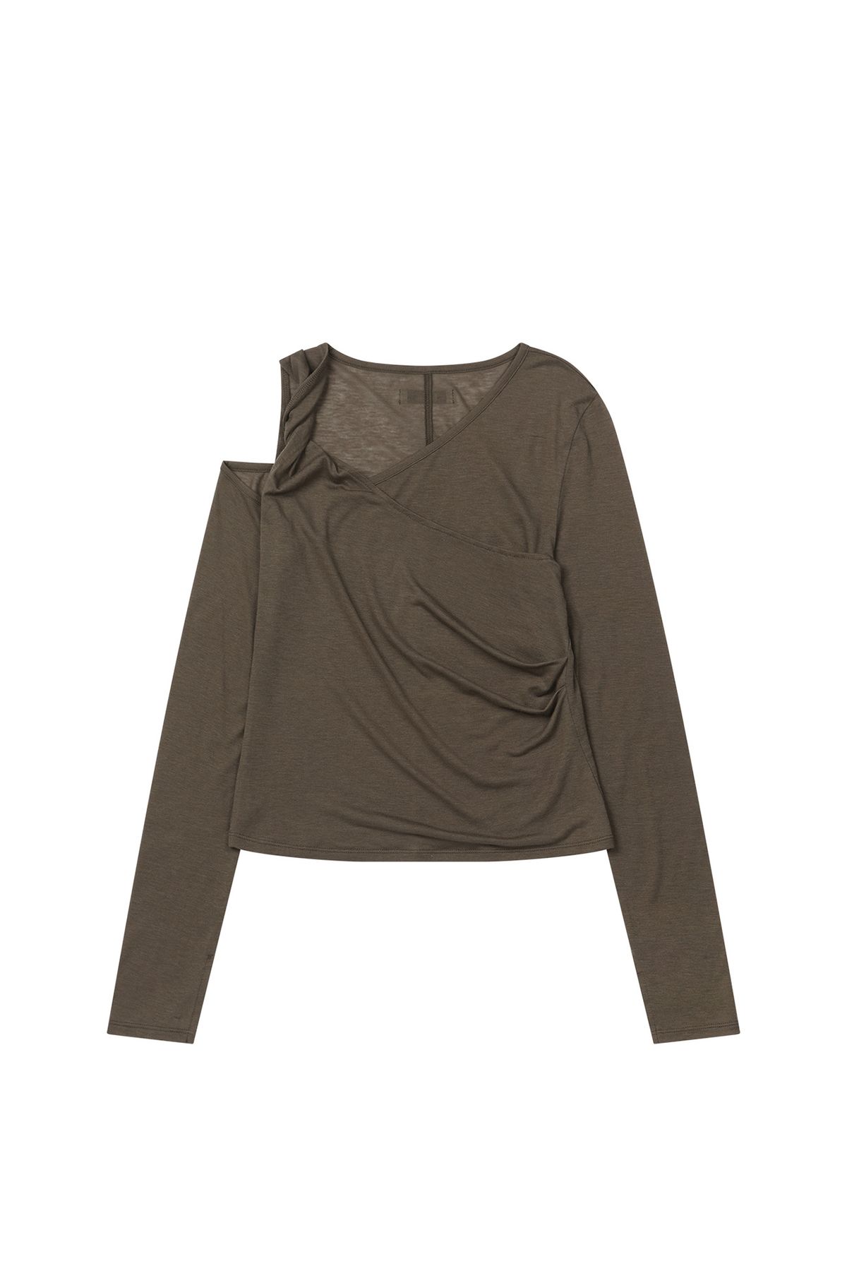 다이닛(DEINET) ONE SHOULDER DRAPED ASYMMETRIC TOP IN BROWN