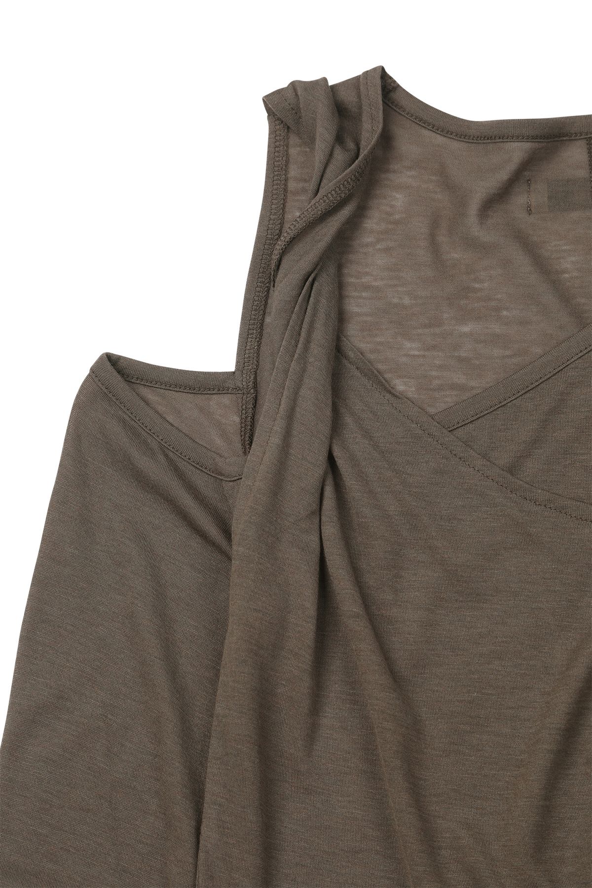 다이닛(DEINET) ONE SHOULDER DRAPED ASYMMETRIC TOP IN BROWN