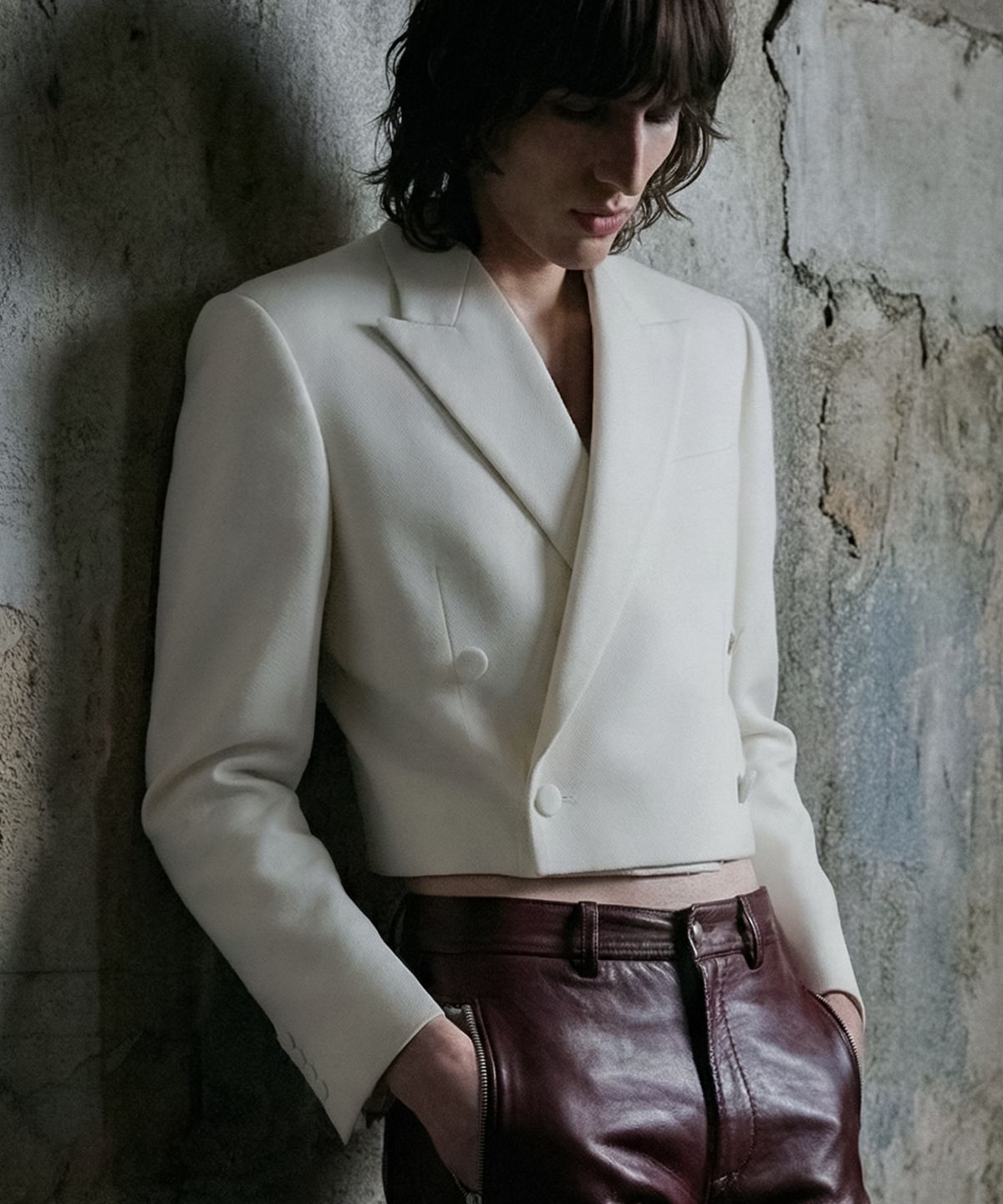 언티지(UNTAGE) 울 크롭 자켓[White(UNISEX)]_UTH-FB03