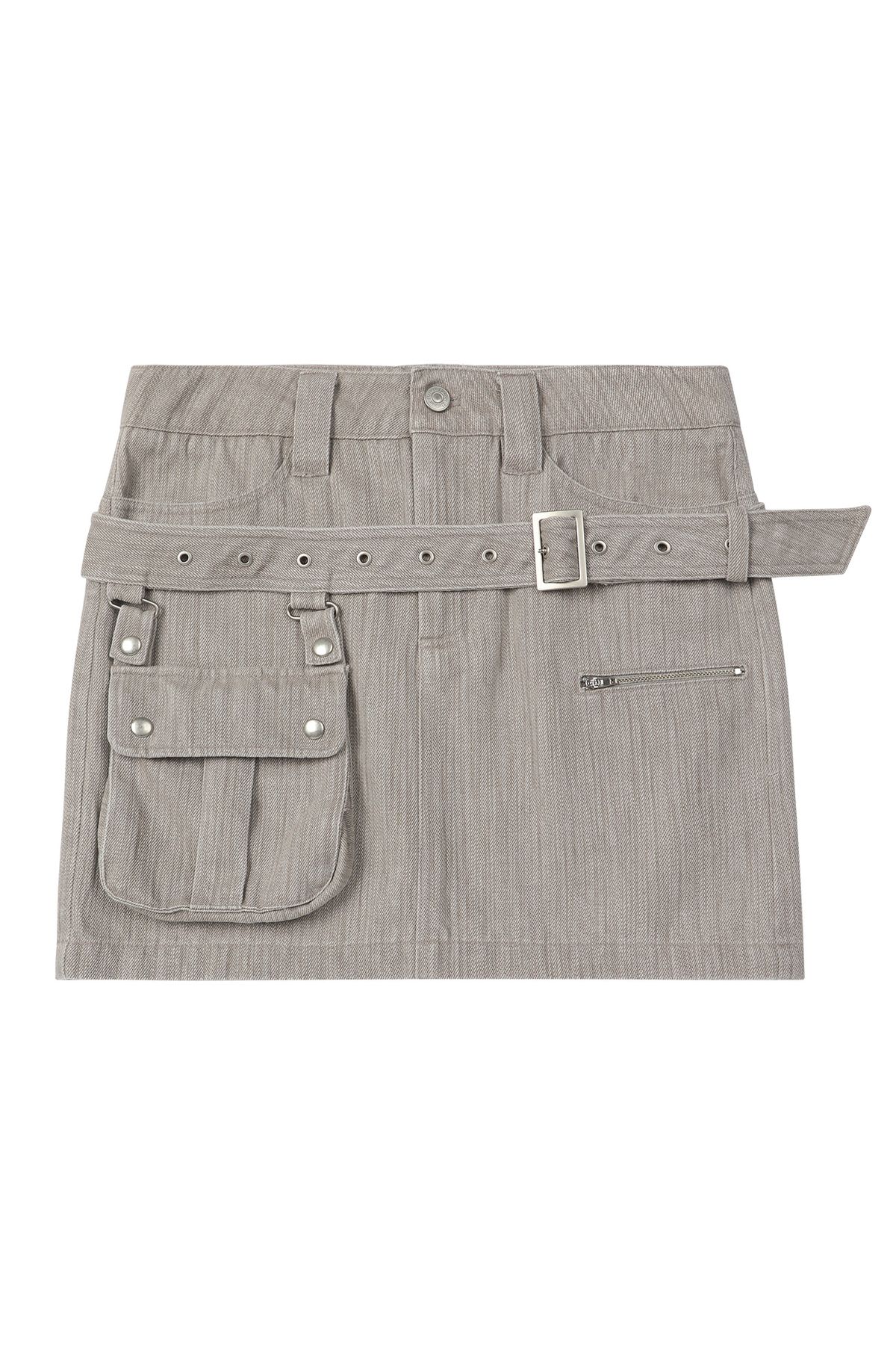 다이닛(DEINET) BELTED TUNNEL SKIRT IN BEIGE