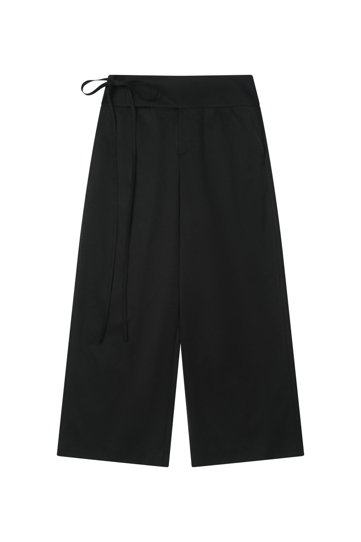 다이닛(DEINET) STRIPE STRING WRAP WIDE SLACKS IN BLACK