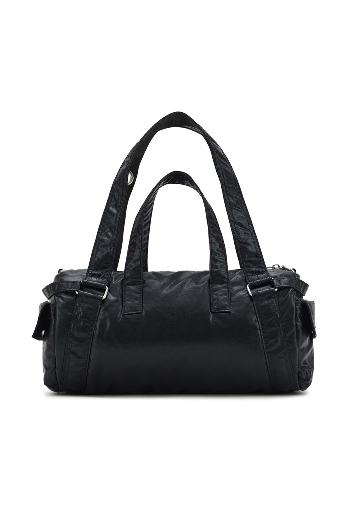 다이닛(DEINET) EYELET GLOSSY MINI DUFFLE BAG IN BLACK