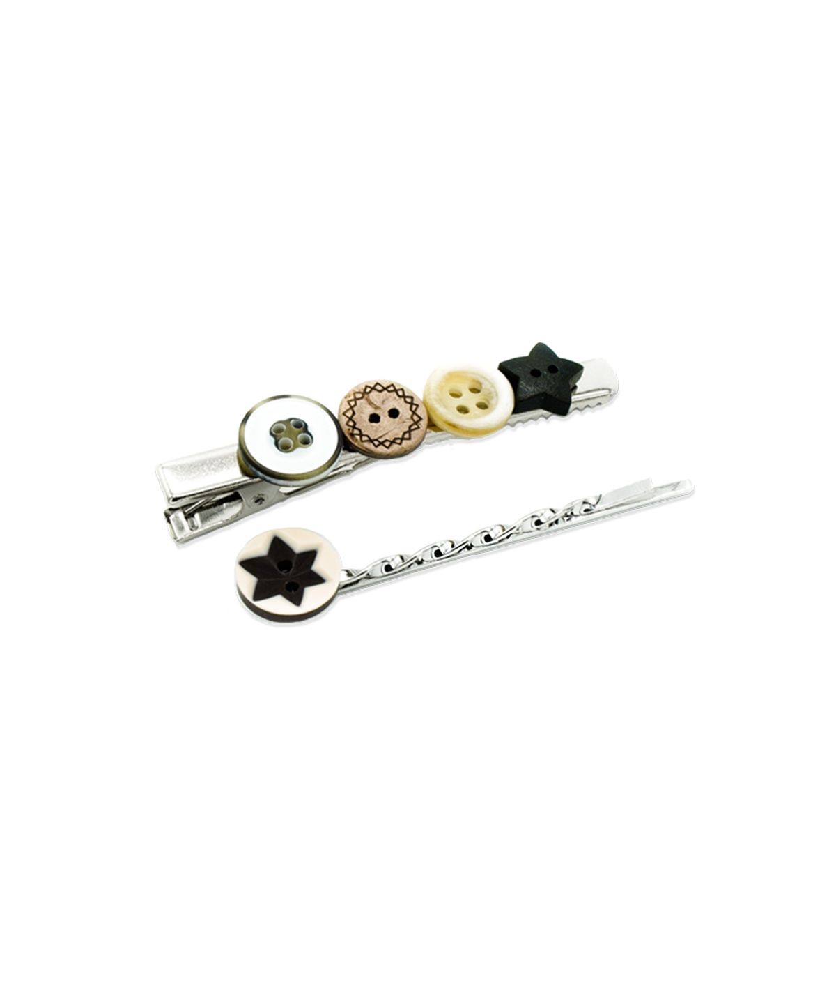 랜덤오프(RANDOMOFF) Star button Mix hair Clip [beige]