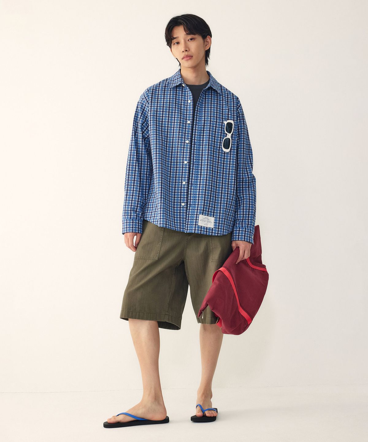 스튜디오 톰보이(STUDIO TOMBOY) [MEN] 잔체크 셔츠_블루 9156221206