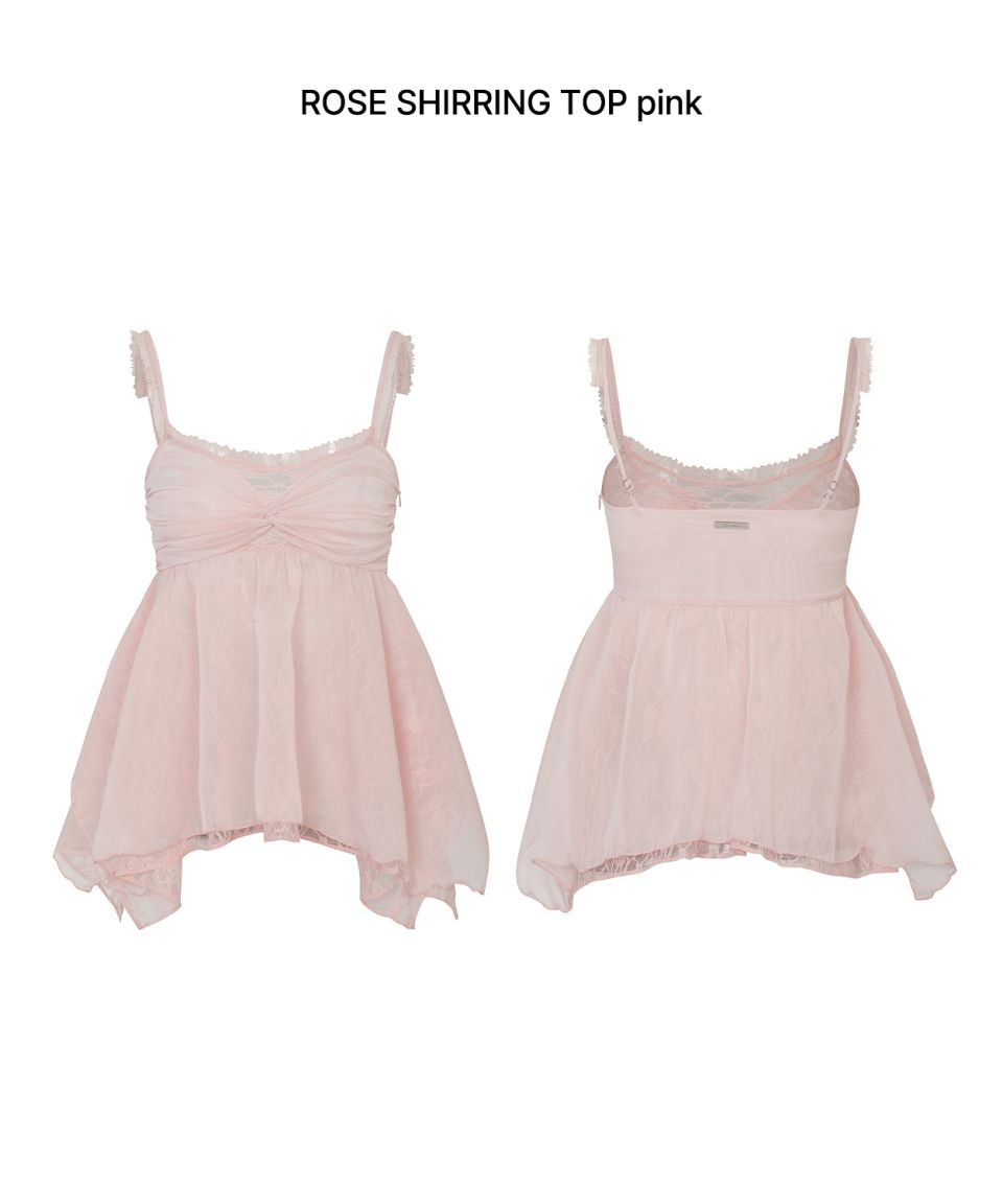 MUSINSA | PAINORPLEASURE ROSE SHIRRING TOP pink