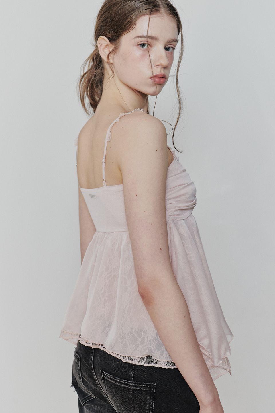 MUSINSA | PAINORPLEASURE ROSE SHIRRING TOP pink