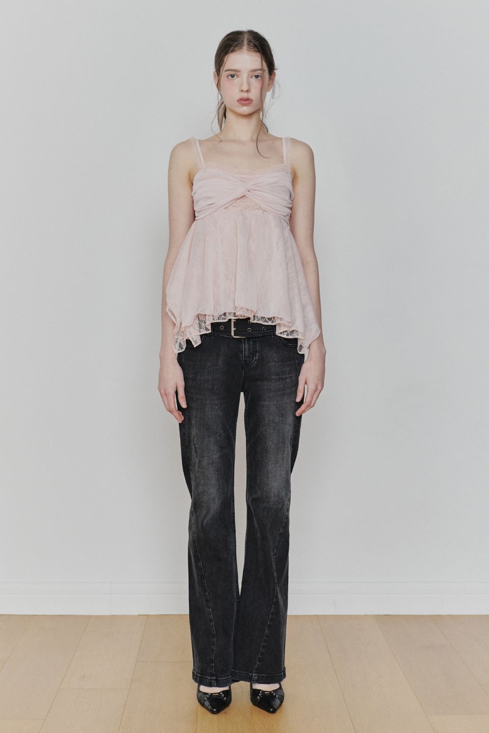 MUSINSA | PAINORPLEASURE ROSE SHIRRING TOP pink
