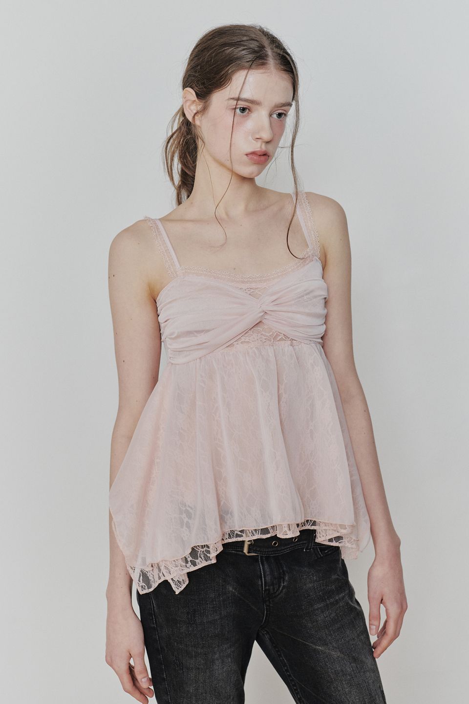 MUSINSA | PAINORPLEASURE ROSE SHIRRING TOP pink