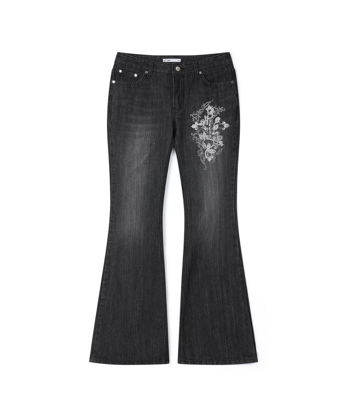 일리오(ILLIO) Black Cathy Cross bootscut denim