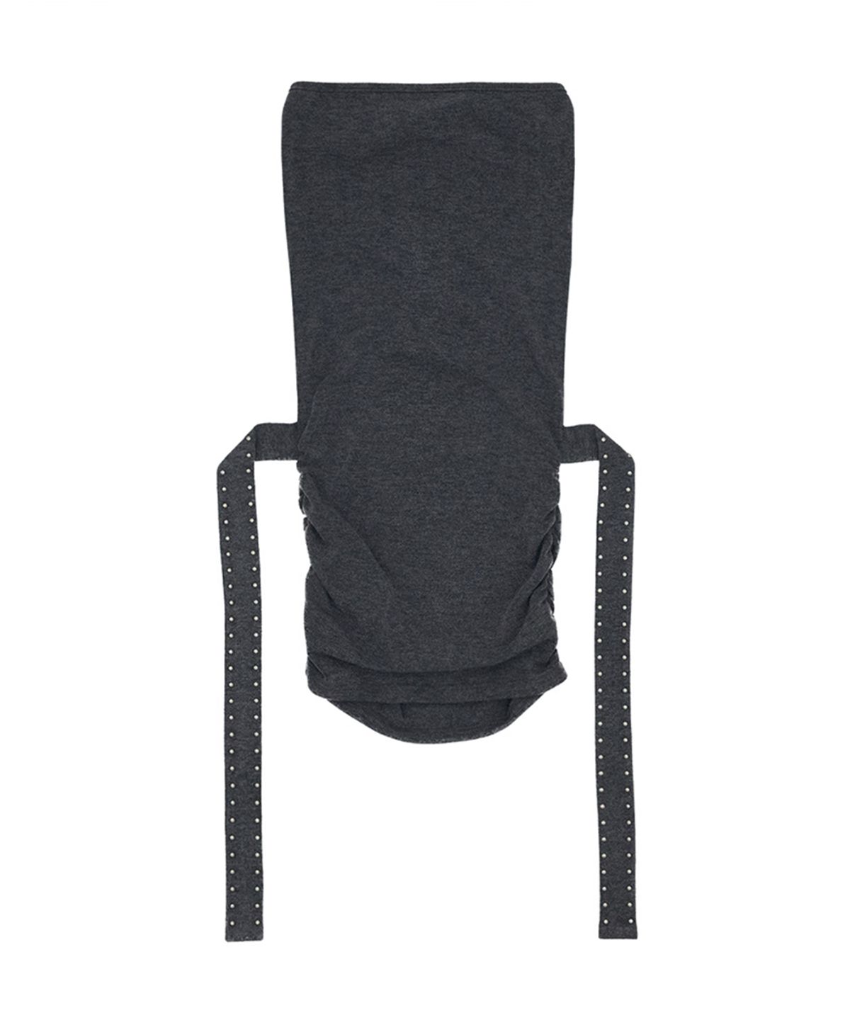 노 엑스트라 터치(NO EXTRA TOUCH) Halter-Neck Eyelet Belted Sleeveless Dress (Charcoal) / 26SPOP001CH