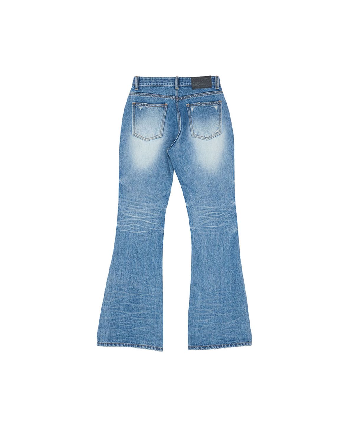 노 엑스트라 터치(NO EXTRA TOUCH) Dirty Embossed Distressed Bootcut Denim (Mid Blue)_26SPPT002MB