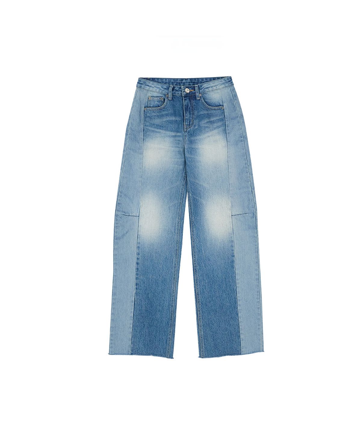 노 엑스트라 터치(NO EXTRA TOUCH) Curved Straight Panel Denim Pants (Mid Blue)_26SPPT003MB