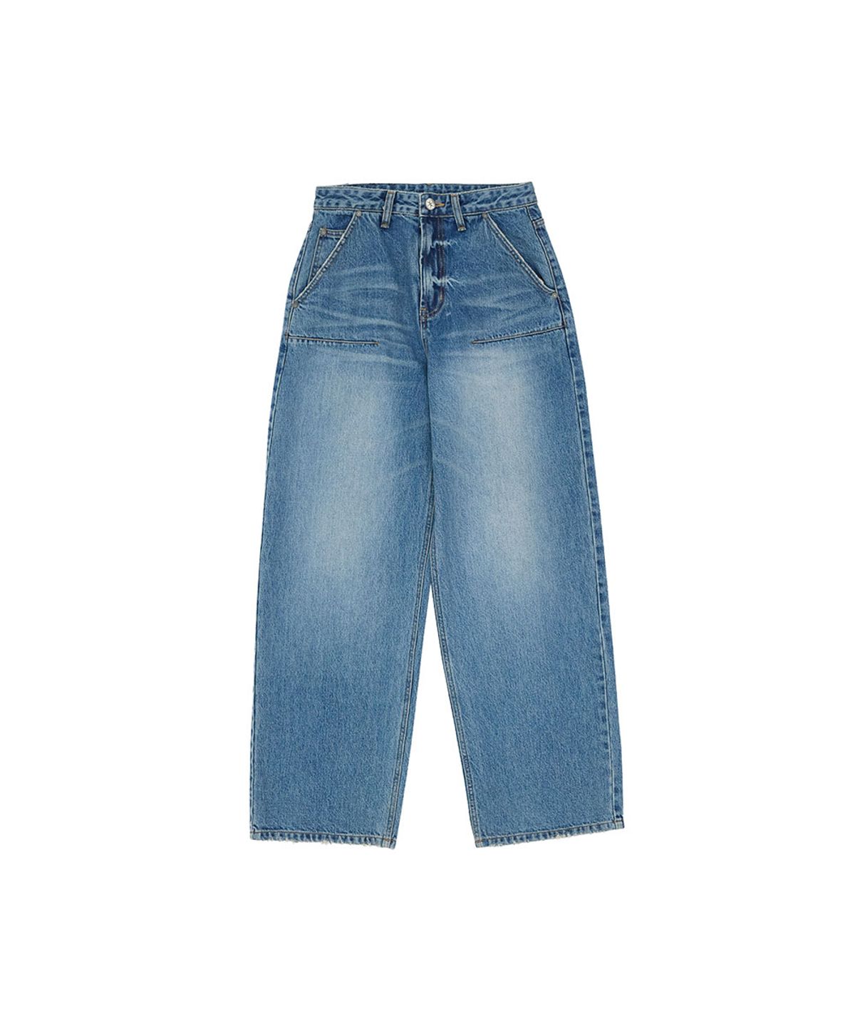 노 엑스트라 터치(NO EXTRA TOUCH) Dart Wide Denim Pants (Mid Blue)_26SPPT004MB