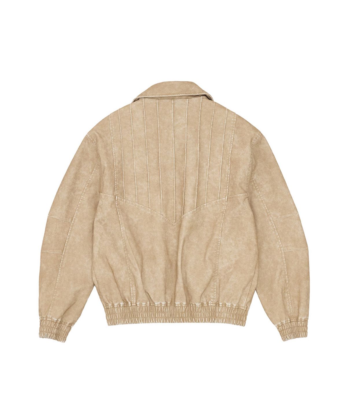 노 엑스트라 터치(NO EXTRA TOUCH) Vintage Two-Way Zipped Leather Blouson Jacket (Dirty Beige) / 26SPJK002BE
