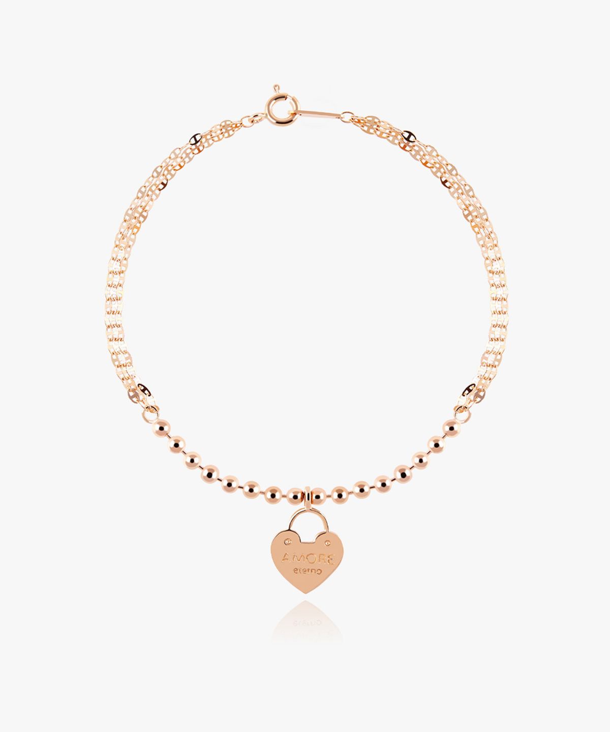 엘렌쥬얼리(HELENE JEWELRY) 14K 아모레 에떼르노 하트 레이어드 체인 금 팔찌