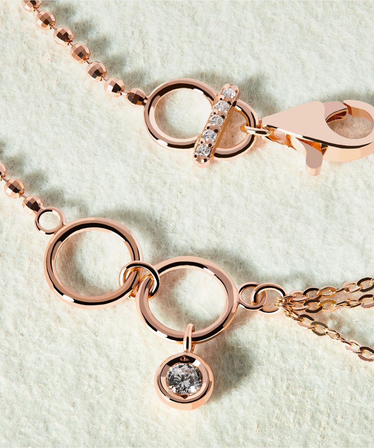 엘렌쥬얼리(HELENE JEWELRY) 14K 스너글 미러 볼 앤 체인 레이어드 금 팔찌