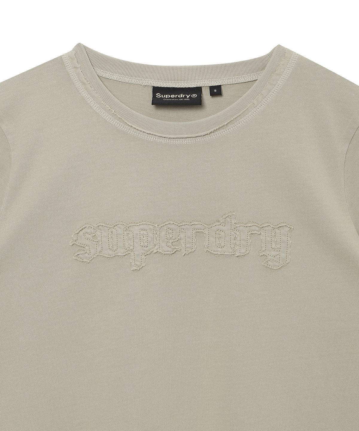 슈퍼드라이(SUPERDRY) 우먼스 빈티지 로고 패치 티셔츠 베이지 SDFISCQ43BEG