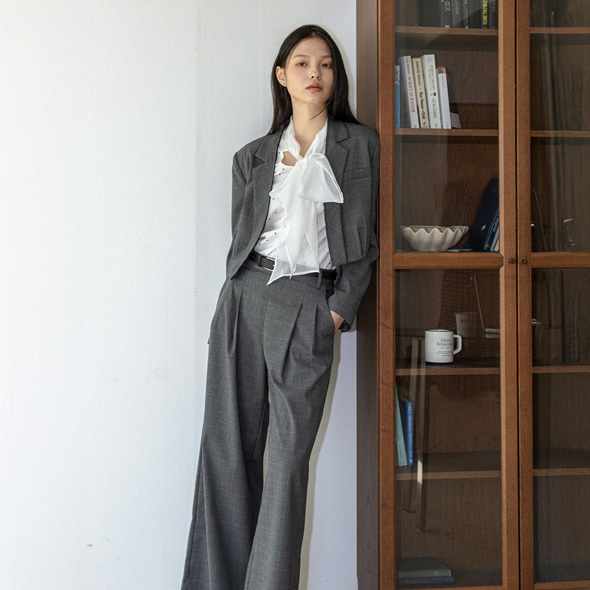 랭썬(LANGSON) LS_Cropped blazer jacket_GRAY