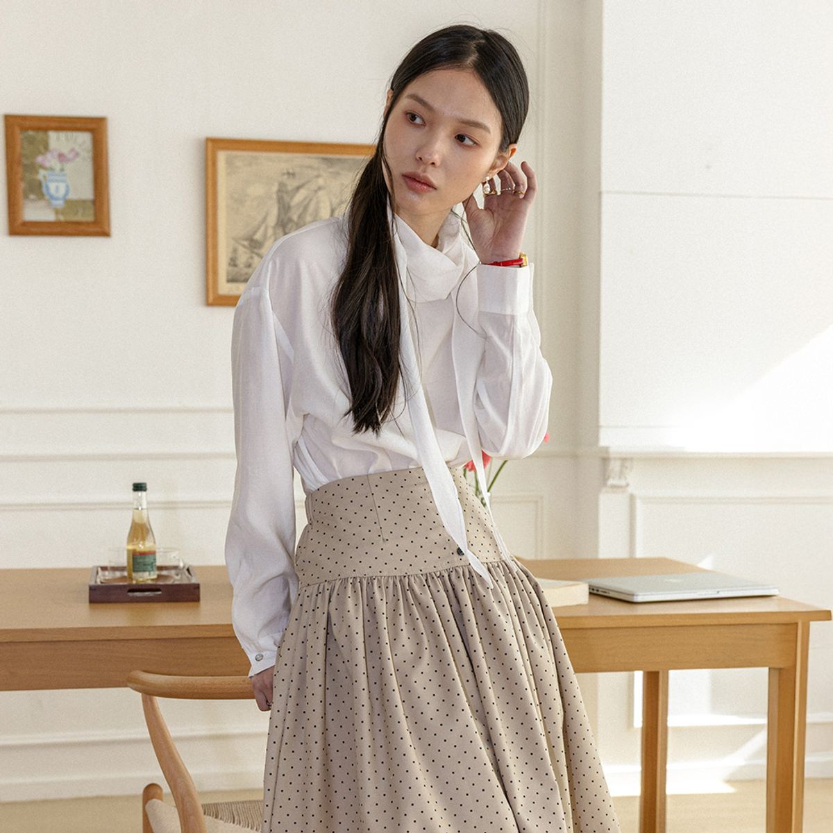 랭썬(LANGSON) LS_Daily sailor collar blouse_2color