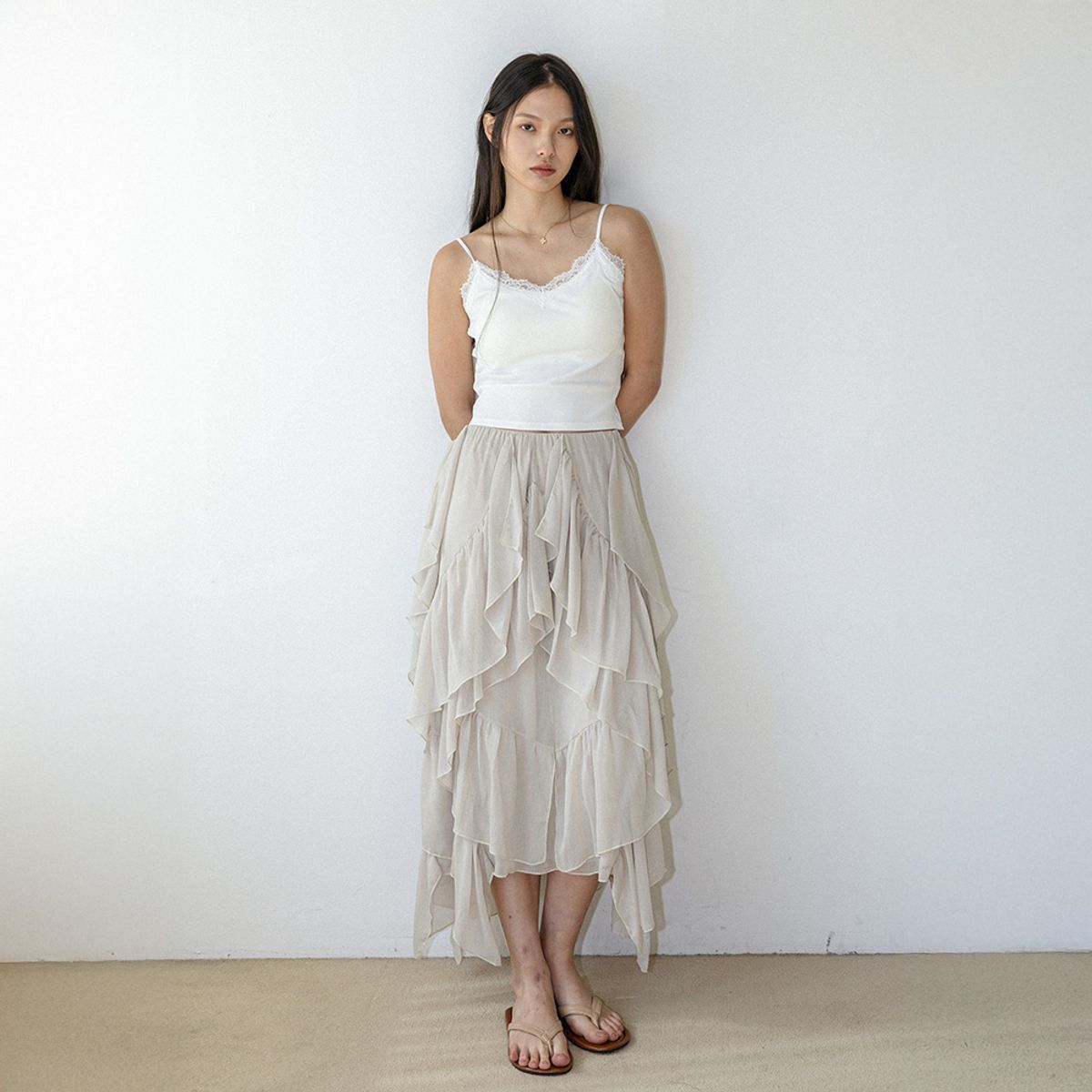 랭썬(LANGSON) LS_Lace trim camisole tank top_WHITE