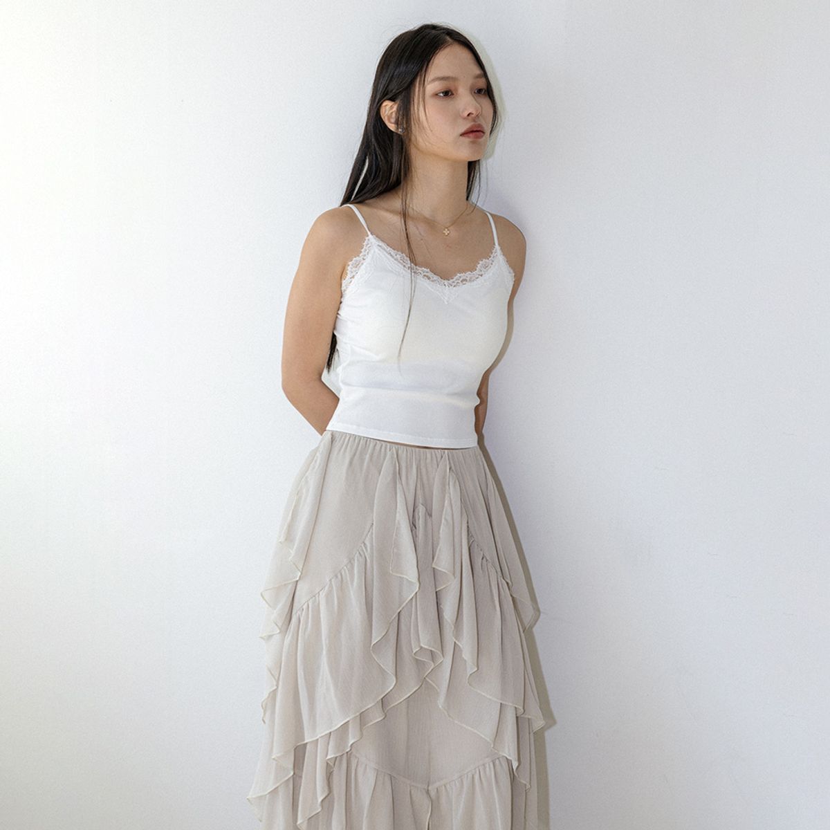 랭썬(LANGSON) LS_Lace trim camisole tank top_WHITE