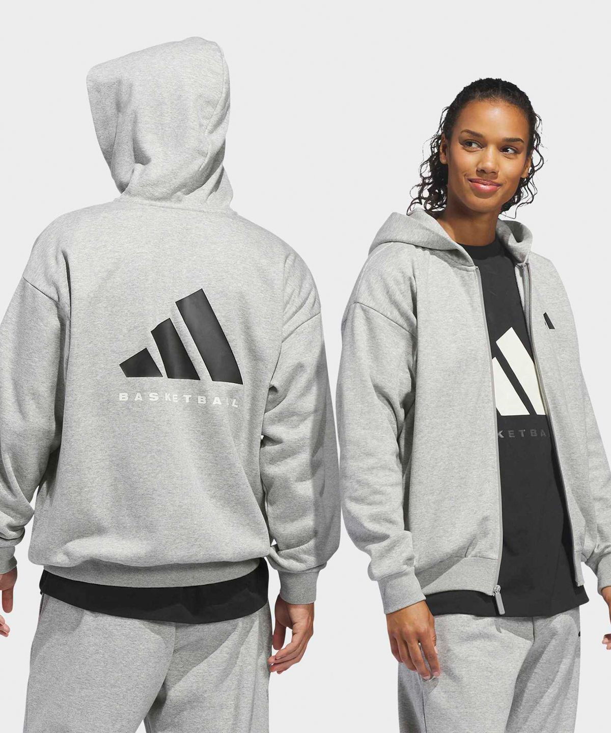 아디다스(ADIDAS) 바스켓볼 풀집 후디- 미디엄그레이헤더 / KB7562
