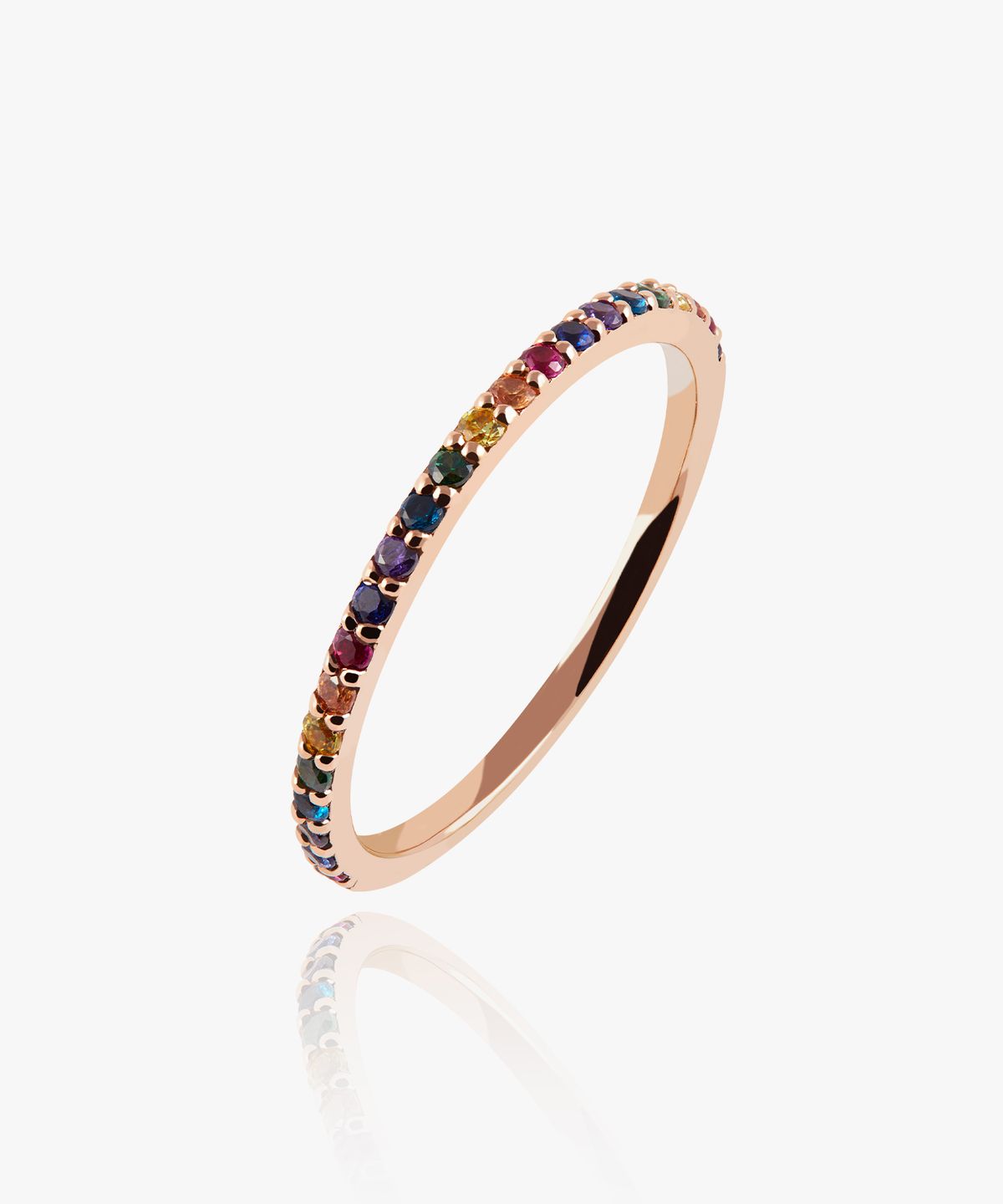 엘렌쥬얼리(HELENE JEWELRY) 14K 18K 레인보우 큐빅 슬림 라인 미스 링 금 반지