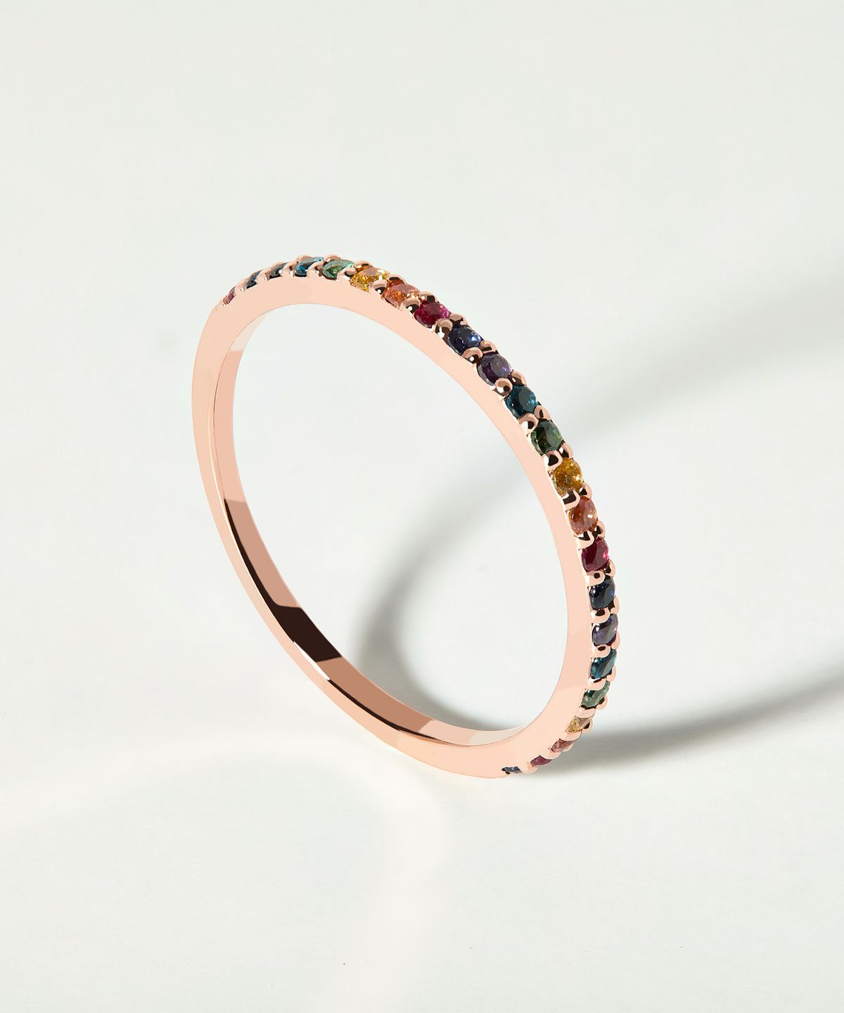 엘렌쥬얼리(HELENE JEWELRY) 14K 18K 레인보우 큐빅 슬림 라인 미스 링 금 반지