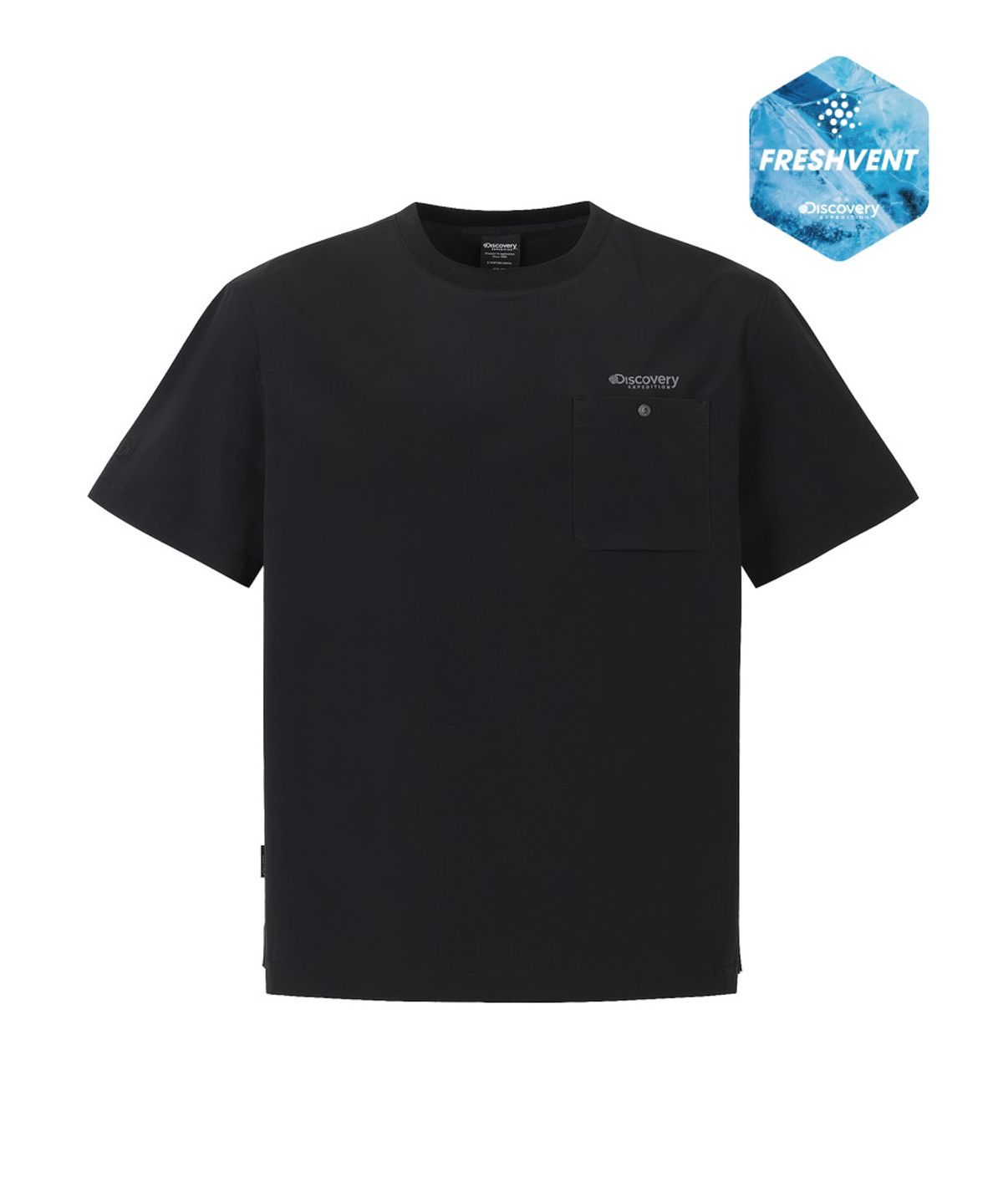 디스커버리 익스페디션(DISCOVERY EXPEDITION) 남성 프레시벤트 가슴포켓 우븐 반팔티셔츠 (BLACK)