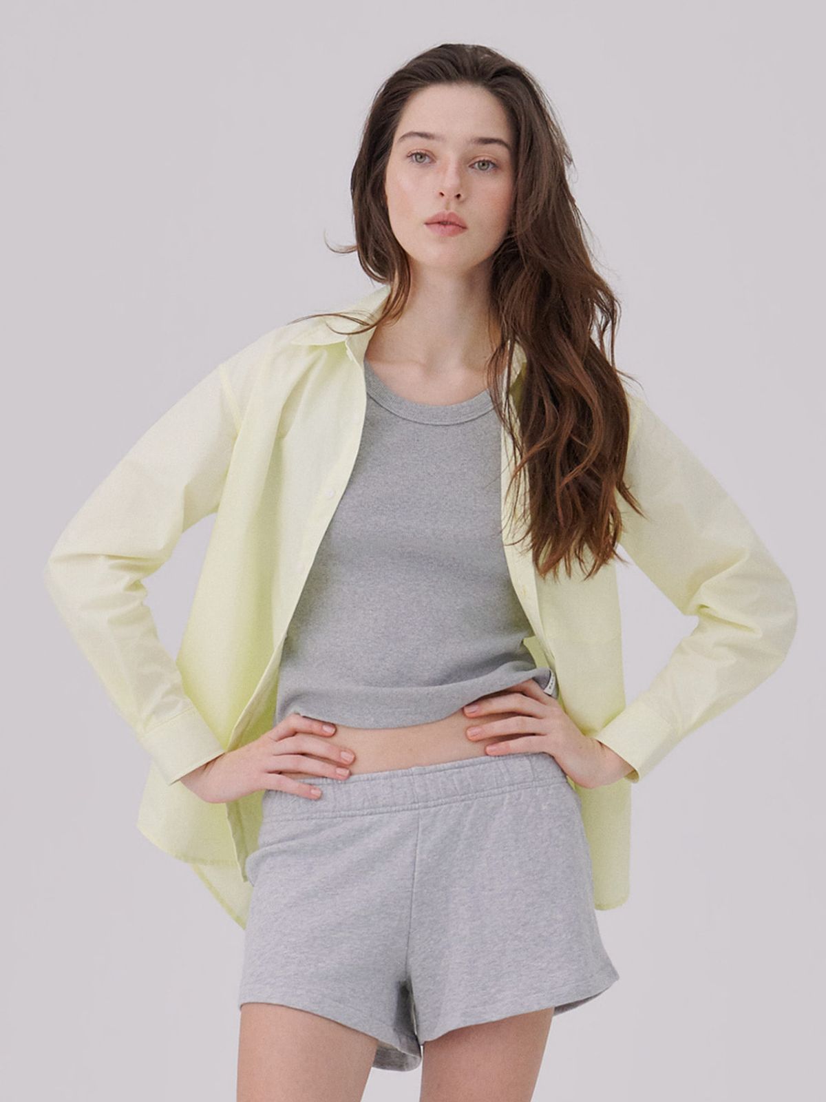 웨이브유니온(WAVE UNION) Oversized Essential Shirt Light yellow