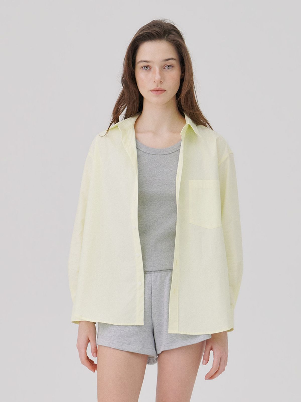 웨이브유니온(WAVE UNION) Oversized Essential Shirt Light yellow