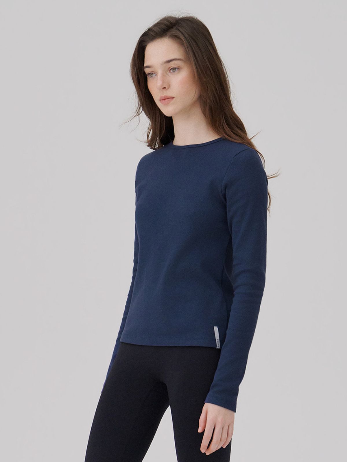 웨이브유니온(WAVE UNION) Binding Rib Long sleeve top Dark blue