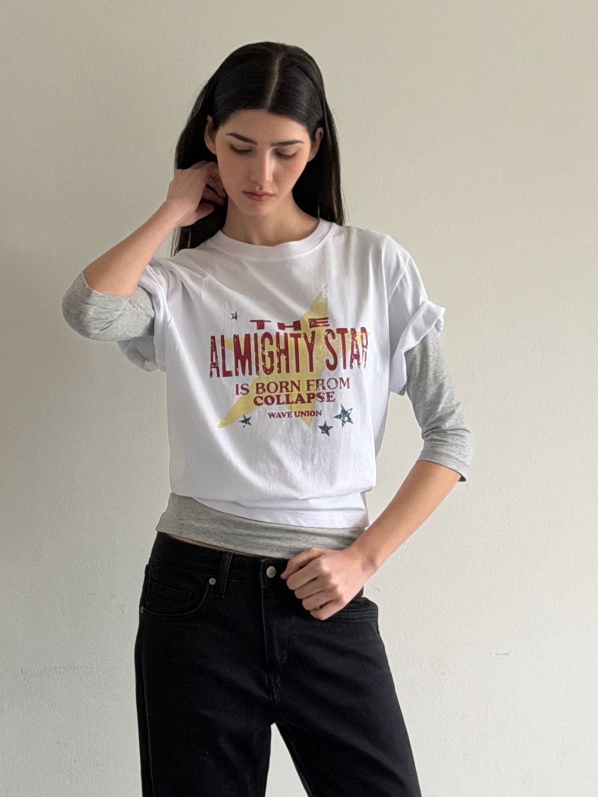 웨이브유니온(WAVE UNION) Almighty star T-shirt White
