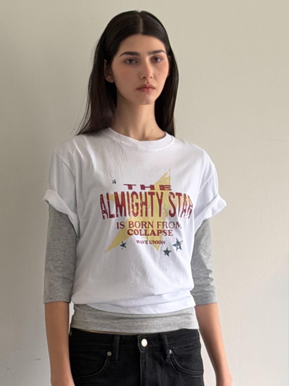 웨이브유니온(WAVE UNION) Almighty star T-shirt White
