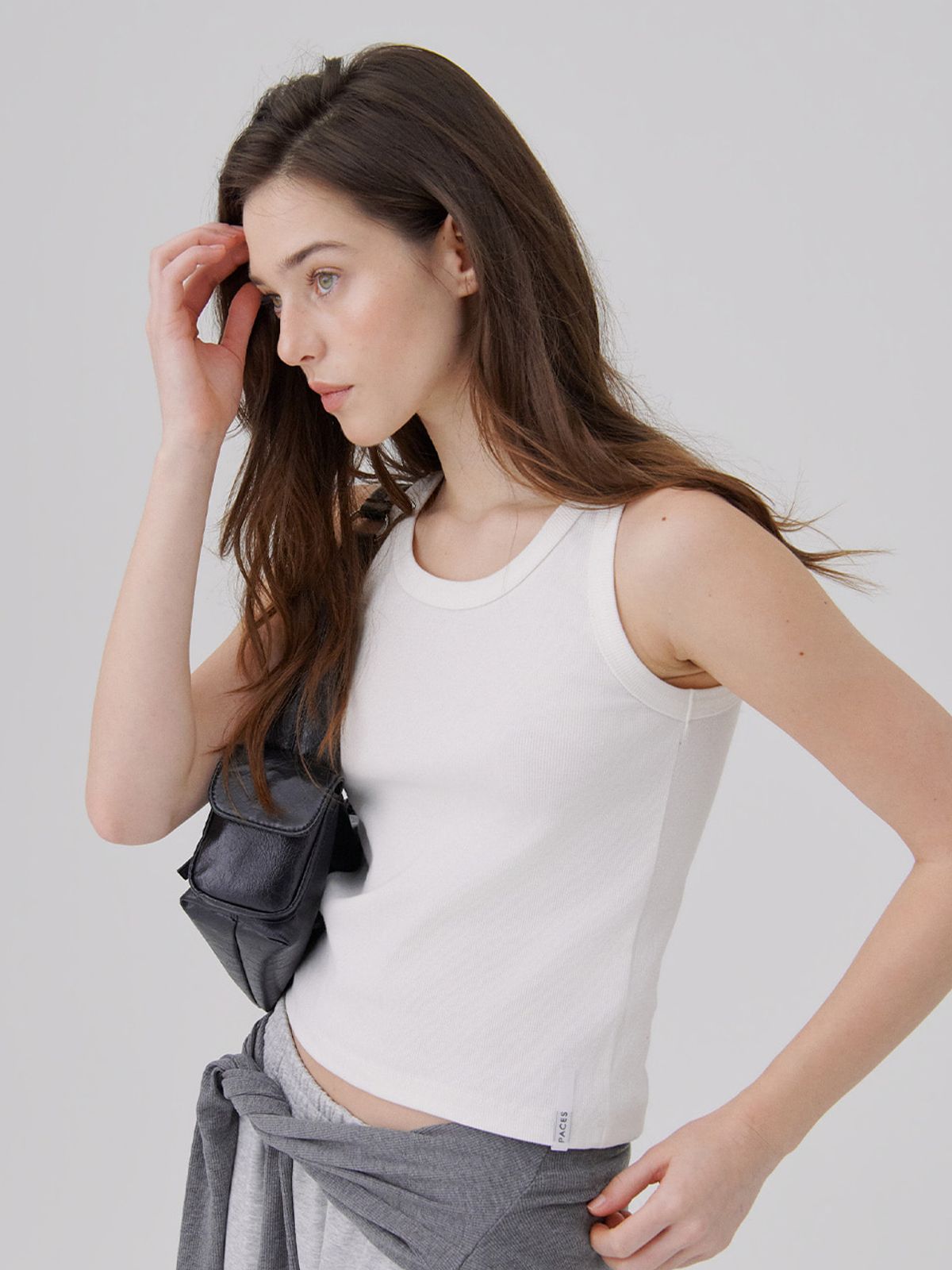 웨이브유니온(WAVE UNION) Binding Rib Sleeveless top White