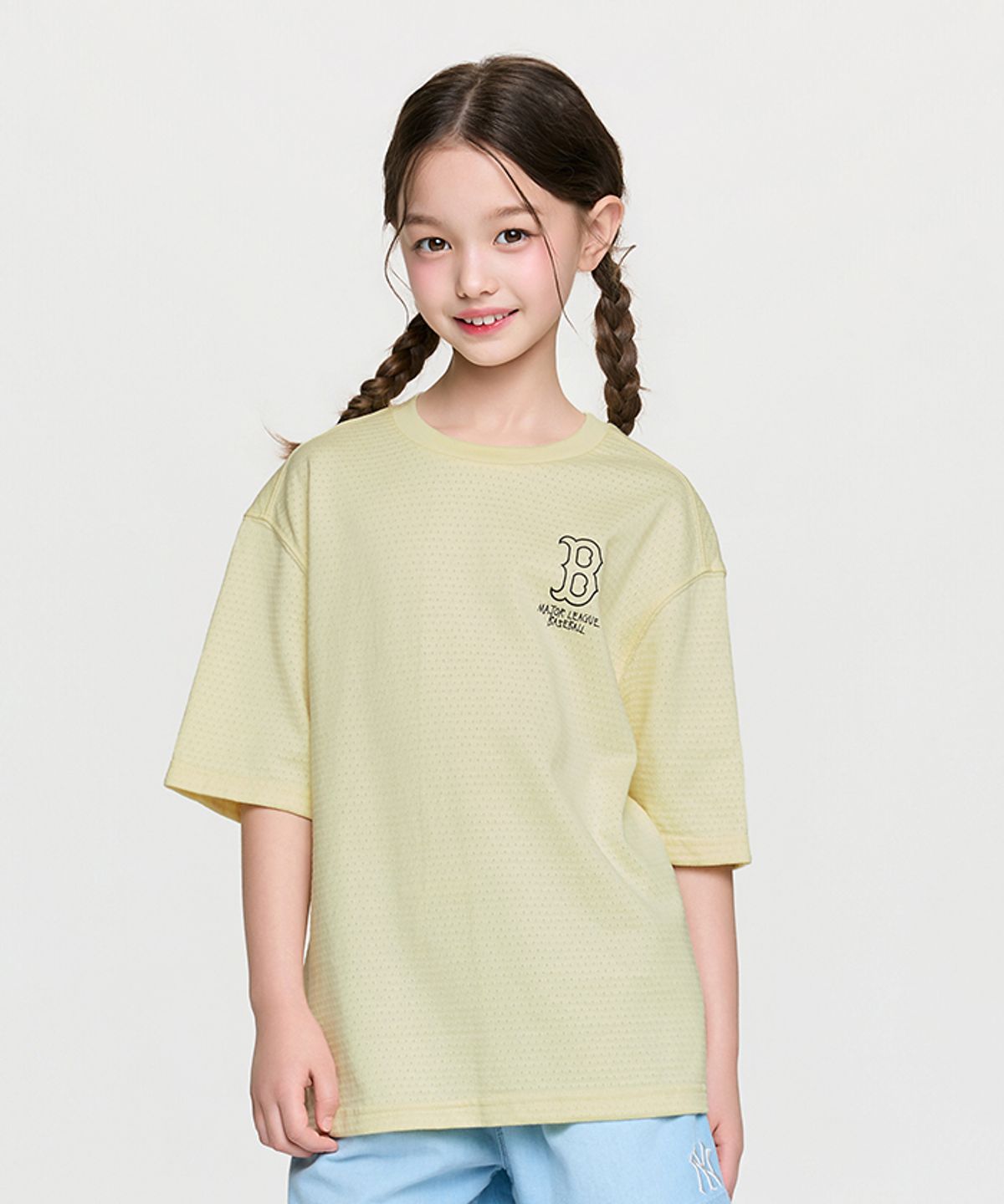 엠엘비 키즈(MLB KIDS) 스트릿 베이직 메쉬 아트웍 티셔츠 BOS (L.Yellow)