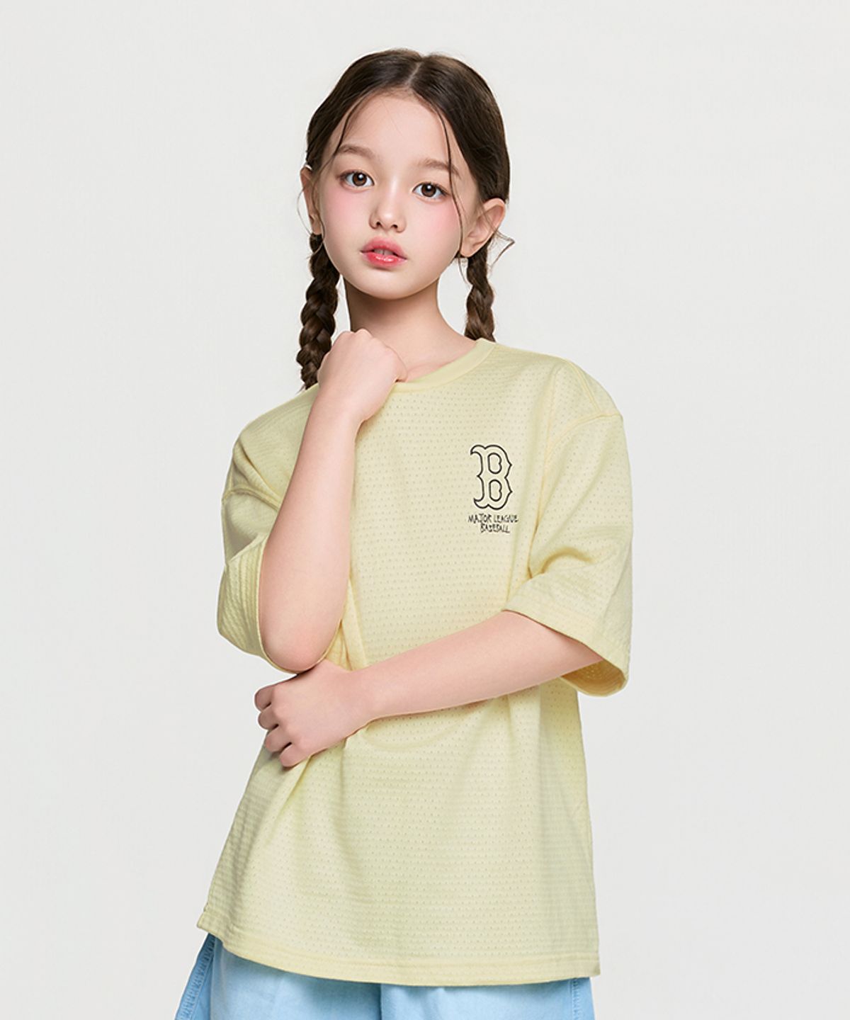 엠엘비 키즈(MLB KIDS) 스트릿 베이직 메쉬 아트웍 티셔츠 BOS (L.Yellow)