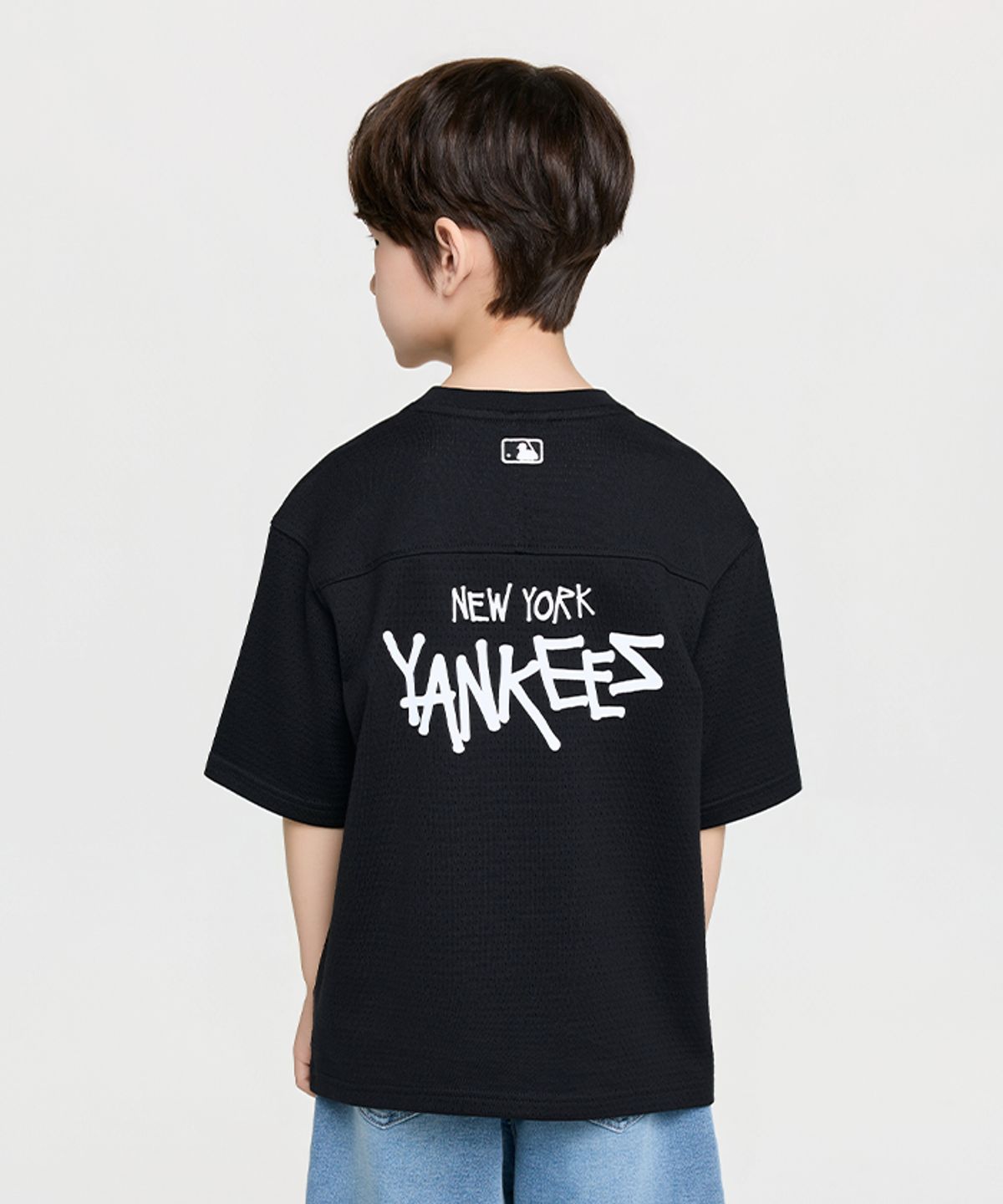 엠엘비 키즈(MLB KIDS) 스트릿 베이직 메쉬 아트웍 티셔츠 NY (Black)