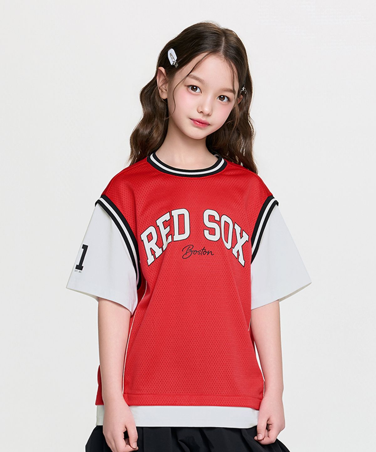 엠엘비 키즈(MLB KIDS) 스포티브 바시티 레이어드 티셔츠 BOS (Red)