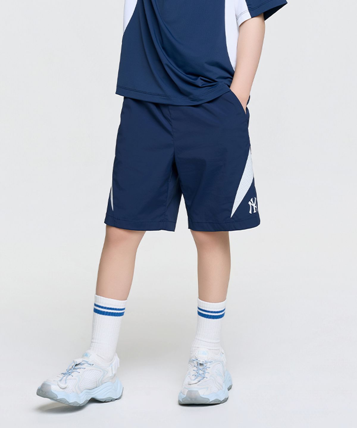 엠엘비 키즈(MLB KIDS) 스포티브 바시티 메쉬배색 5부 팬츠 NY (Navy)