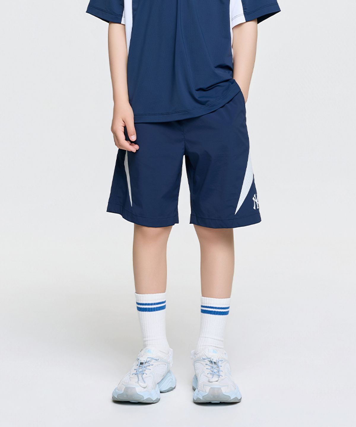 엠엘비 키즈(MLB KIDS) 스포티브 바시티 메쉬배색 5부 팬츠 NY (Navy)