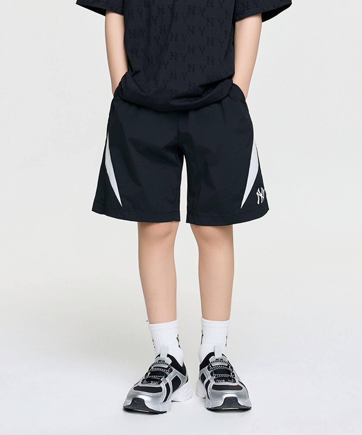 엠엘비 키즈(MLB KIDS) 스포티브 바시티 메쉬배색 5부 팬츠 NY (Black)