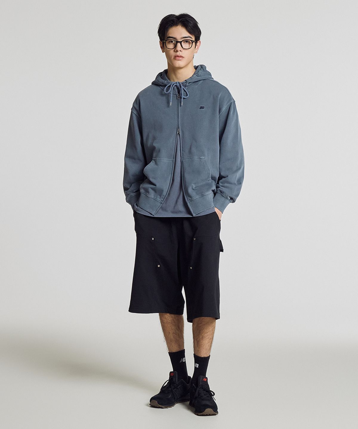 뉴발란스(NEW BALANCE) NBMDG21413 / UNI 에센셜 썸머 경량 다잉 후드집업 (DARK BLUE)