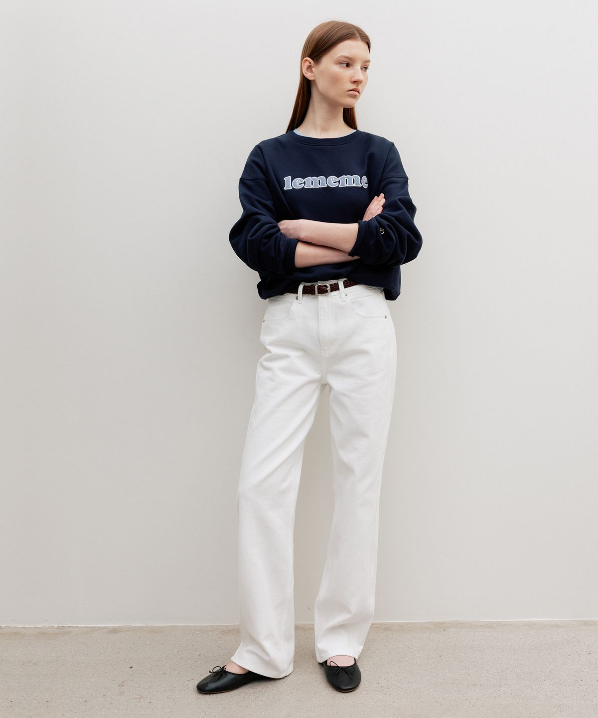 르메메(LEMEME) Parisien Classic Straight Denim Blanc