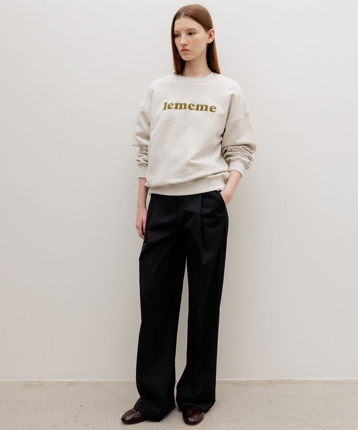 르메메(LEMEME) Sole One-Tuck Wide Pants Black